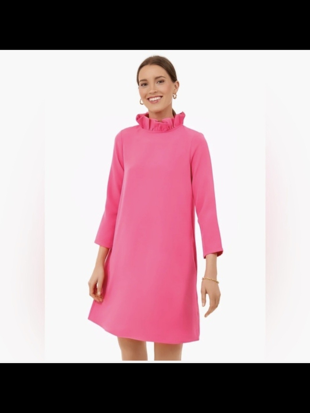 Tuckernuck Pink Ruffle Neck Shift Dress
